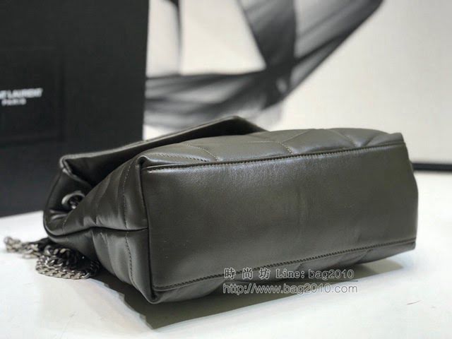 YSL爆款女士包包 聖羅蘭經典款LOULOU PUFFER絎縫漆皮小號郵差包 YSL肩背斜挎包 577476  jjh1135